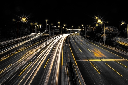 Photo of a highway at night