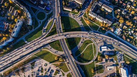 Aerial photo of highway intersection